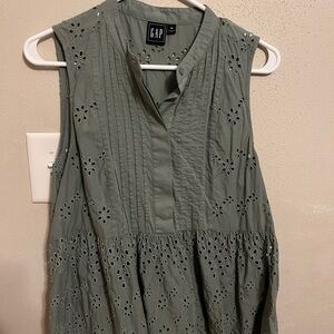 GAP Sage Green Eyelet Sleeveless Top